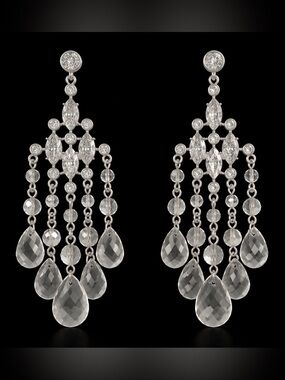 Elegant Silver sparkling Chandelier Earrings